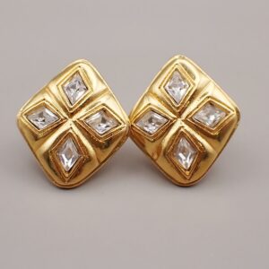 Chanel - Vintage CC Diamond Clip-On Earrings