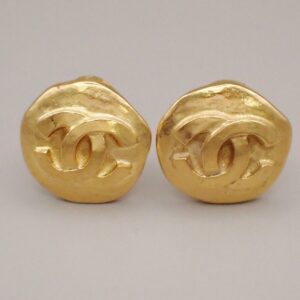 Chanel Vintage CC Round Clip On Earrings