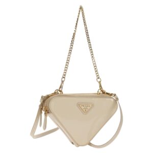 Prada Triangle Double Zip Pouch Bag with Chain Clutch Bag